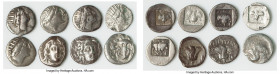 ANCIENT LOTS. Greek. Carian Islands. Rhodes. Lot of eight (8) AR issues. Fine-Choice Fine. Includes: Eight AR drachms, various magistrates and symbols...