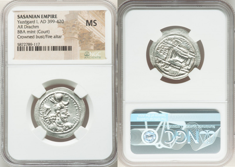 ANCIENT LOTS. Oriental. Sasanian Kingdom. Lot of three (3) AR drachms. NGC Choic...