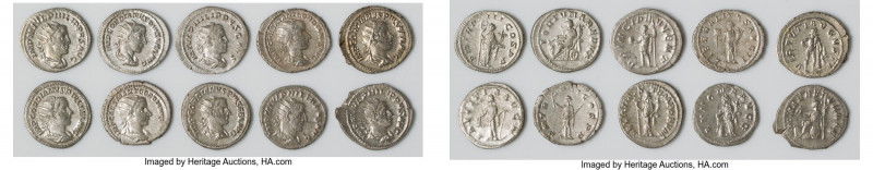 ANCIENT LOTS. Roman Imperial. Lot of ten (10) AR antoniniani. Choice Fine-Choice...