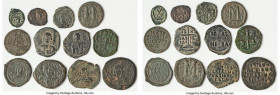 ANCIENT LOTS. Byzantine. Lot of twelve (12) AE issues. VG-Fine. Includes: Twelve AE Byzantine issues, various emperors, mints, and types. Total of twe...