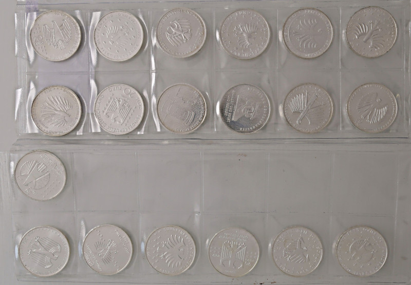 BRD 1949 - heute
Deutschland. Lot. 19 Stück 20 Euro von 2016 bis 2021 in Silber
...