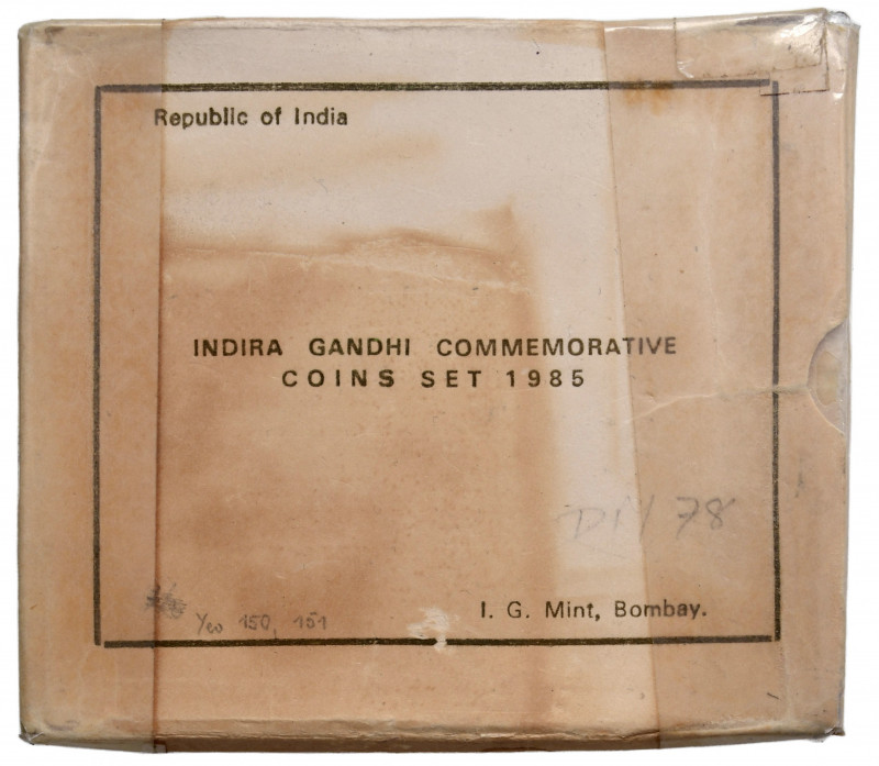 Lot
Indien. 1 Stück 2 Coin Satz 1985, Indira Gandhi, Bomby Mint, KM Y 150, 151 (...