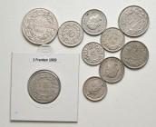 Lot
Schweiz. 10 Stück diverse von 5 Rappen bis 2 Franken 1901 (Ag). ss/vz