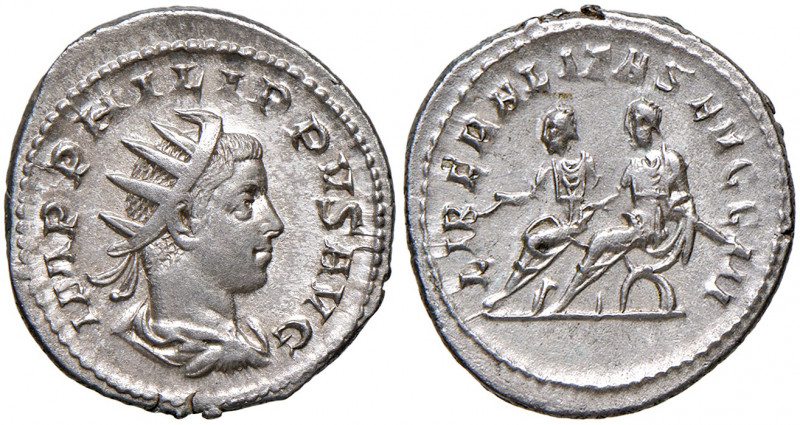 Philippus II. 247 - 249
Römisches Kaiserreich. Antoninianus, 248 n. Chr.. Av.: B...