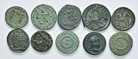 Lot (10 Stk.)
Römische Münzen, Lots. Lot aus 10 spätrömischen Bronzemünzen des Licinius I., Licinius II. sowie Constantinus I. und Familie. ges. 30,72...