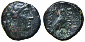 Achaios (220-214)
Griechische Münzen, Seleukiden. Bronze. Kopf des Apollon / Adler mit Palmzweig
Sardeis
5,61g
SC 955.1f, HGC 435 (R2)
Gegenstempel Pf...