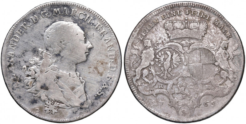 Alexandre 1757 - 1791
Deutschland, Brandenburg - Ansbach. Taler, 1765 K-K.G//S. ...