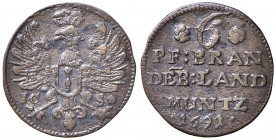 Friedrich III. als Kurfürst 1688 - 1701
Deutschland, Brandenburg - Preußen. 6 Pfennig, 1691 ICS. Magdeburg
1,41g
von Schr. 639.
ss