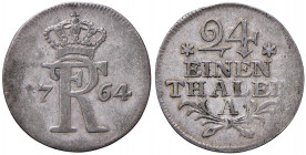 Friedrich II. 1740 - 1786
Deutschland, Brandenburg - Preußen. 1/24 Taler, 1764 A. Berlin
2,03g
Schön 45
ss/ss+