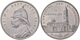Wilhelm II. 1888 - 1918
Deutschland, Brandenburg - Preußen. Ag-Medaille, 1898. "Weihe der Erlöserkirche in Jerusalem" - Vs. Büste Wilhelms II. mit Pic...