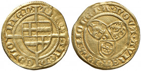 Dietrich II. von Mors 1414 - 1463
Deutschland, Köln - Erzbistum. Goldgulden, o. Jahr (1438). Riehl
3,38g
Levinson I-43; Frey 48; Noss, Köln 358
Präges...