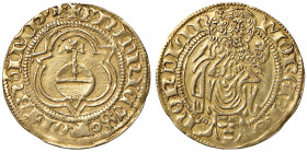 Friedrich III. 1452 - 1493
Deutschland, Nördlingen. Goldgulden, o.J.(1469/1487). Johannes der Täufer mit Lamm
3,28g
Schulten 2405, Friedberg 1794
ss+...