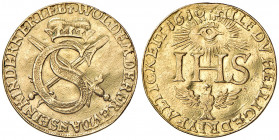 Johann Georg 161 - 1656
Deutschland, Sachsen. Dukat, 1616. Dresden
3,41g
Friedb. 2642, Claus / Kahnt 231
Henkelspur
ss