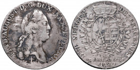 Friedrich August III. 1763 - 1806
Deutschland, Sachsen-Kurlinie ab 1547 (Albertiner). Taler, 1780 IEC. Ausbeute
Dresden
27,75g
Kahnt 1080, Dav. 2696
f...