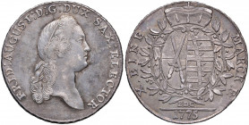 Friedrich August III. 1763 - 1806
Deutschland, Sachsen-Kurlinie ab 1547 (Albertiner). Taler, 1775 EDC. Dresden
28,00g
Kahnt 1074, Dav. 2690
ss/f.vz