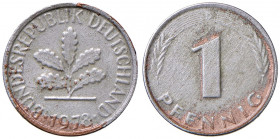 1 Pfennig, 1978 D
Deutschland, Republik 1949 - heute. Verprägung zum Großteil ohne Kupfer Plattierung.. München
1,72g
J.380
ss/ss+