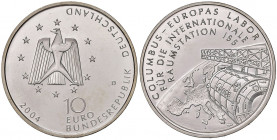 10 Euro, 2004
Deutschland, Republik 1949 - heute. Europa-ISS-Labor Columbus Mz. D (J. 510). 18,13g
stgl
