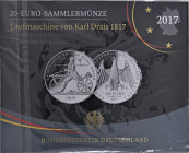 20 Euro, 2017
Deutschland, Republik 1949 - heute. Laufmaschine Karl Drais 1817. PP