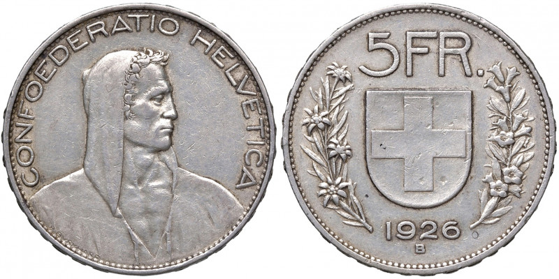 5 Franken, 1926 B
Schweiz, Eidgenossenschaft. Bern. 25,00g
KM 38, Divo 368, HMZ ...