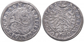 Ferdinand II. 1619 - 1637
3 Kreuzer, 1626. Wien
1,58g
Her. 1040
f.ss/ss