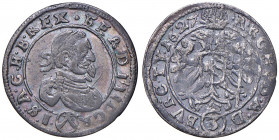 Ferdinand II. 1619 - 1637
3 Kreuzer, 1627. REX.FERDI…
Wien
1,73g
Her. 1044
ss+