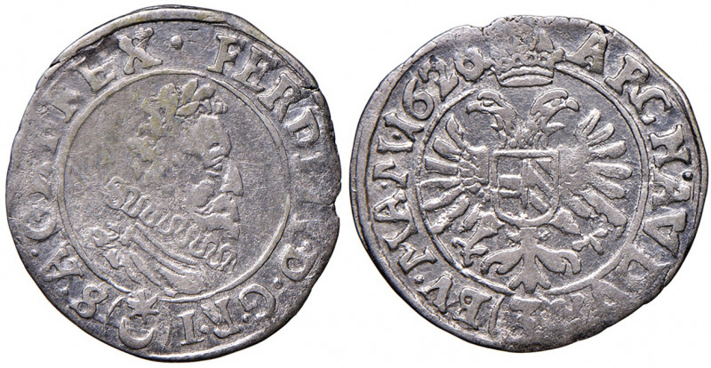 Ferdinand II. 1619 - 1637
3 Kreuzer, 1626. Prag
1,48g
Her. 1145c
f.ss/ss