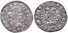 Ferdinand II. 1619 - 1637
3 Kreuzer, 1629. Prag
1,70g
Her. 1150b
ss