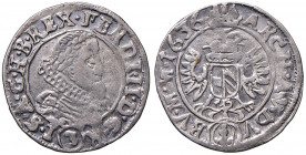 Ferdinand II. 1619 - 1637
3 Kreuzer, 1636. Prag
1,62g
Her. 1160var.
ss