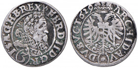 Ferdinand II. 1619 - 1637
3 Kreuzer, 1629 H.R. Breslau
1,60g
Her. 1286a
ss