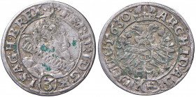 Ferdinand II. 1619 - 1637
3 Kreuzer, 1630 H.R. Breslau
1,60g
Her. 1289a
ss/ss+