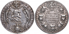 Ferdinand III. als König von Ungarn und Böhmen 1627 - 1637
1 1/4 Schautaler, 1641 H.G-B.R. Büste Ferdinands III. rechts unter Krone über dem Wappen vo...