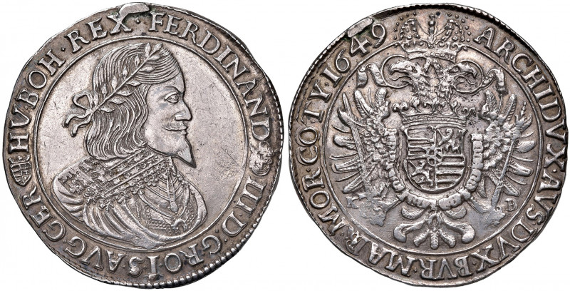 Ferdinand III. 1637 - 1657
Taler, 1649 K-B. Kremnitz
28,68g
Her. 475
Henkelspur
...