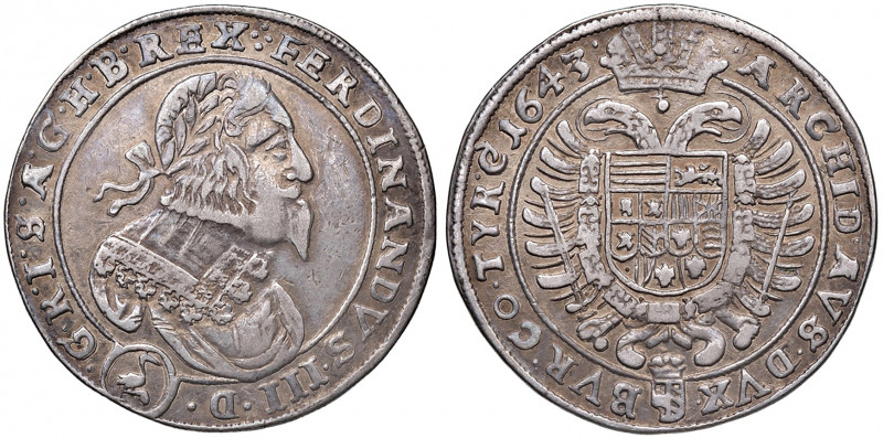 Ferdinand III. 1637 - 1657
1/2 Taler, 1643. Wien
14,15g
Her. 523
ss/ss+