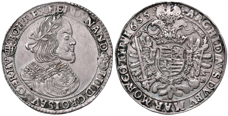 Ferdinand III. 1637 - 1657
1/2 Taler, 1655 K-B. Kremnitz
14,23g
Her. 591
gereini...