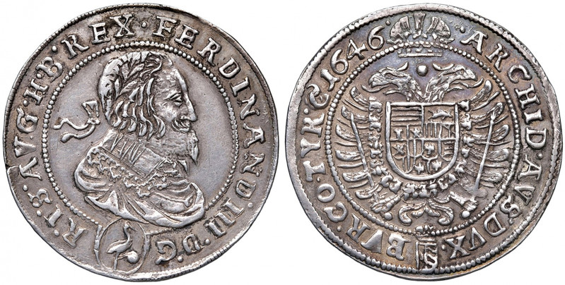 Ferdinand III. 1637 - 1657
1/4 Taler, 1646. Nur 1 Punkt am Anfang der Umschrift
...