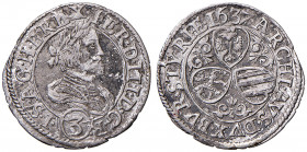 Ferdinand III. 1637 - 1657
3 Kreuzer, 1637. Graz
1,90g
Her. 689
ss/f.vz