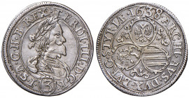 Ferdinand III. 1637 - 1657
3 Kreuzer, 1638. Graz
1,94g
Her. 692
ss/vz