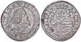 Ferdinand III. 1637 - 1657
3 Kreuzer, 1644. Graz
1,51g
Her. 698a
f.vz