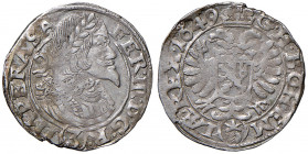 Ferdinand III. 1637 - 1657
3 Kreuzer, 1649. Prag
1,58g
Her. 750
Prägeschwäche
vz