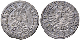 Ferdinand III. 1637 - 1657
3 Kreuzer, 1637. Av. geändert
Wien
1,66g
Her. 674var.
ss