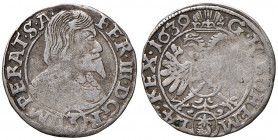 Ferdinand III. 1637 - 1657
3 Kreuzer, 1639. Prag
1,60g
Her. 738
Prägeschwäche
f.ss
