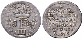 Ferdinand III. 1637 - 1657
Ag - Jeton, 1636. unsigniert, Av.: auf seine Krönung zum römischen König in Regensburg, Rv.: Gekröntes Monogramm im verzier...