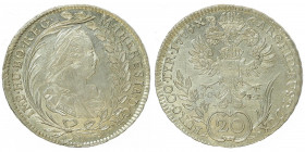 Maria Theresia 1740 - 1780
20 Kreuzer, 1776 IC-FA. Wien
6,39g
Fr. 194, Her. 858, Eyp. 207/11
f.stgl