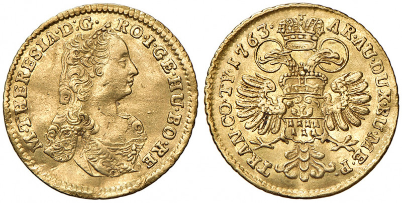 Maria Theresia 1740 - 1780
Dukat, 1763. Karlsburg
3,45g
Fr. 1463, Her.215, Eyp. ...