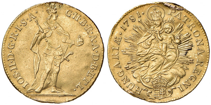 Joseph II. als Alleinregent 1780 - 1790
Dukat, 1781. Kremnitz
3,45g
Her. 75
win....