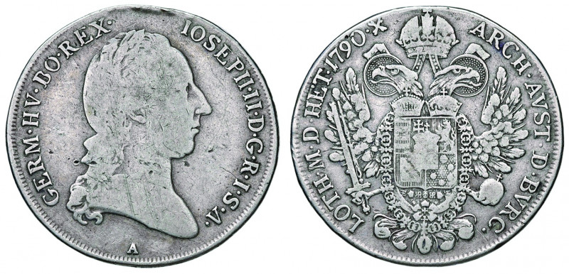Joseph II. als Alleinregent 1780 - 1790
1/2 Taler, 1790 A. Wien
13,66g
Her. 158
...