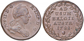 Joseph II. als Alleinregent 1780 - 1790
2 Liards, 1788. Brüssel
7,59g
Her. 484
vz/vz+