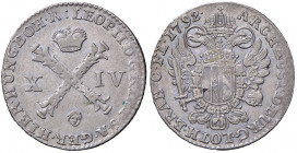 Leopold II. 1790 - 1792
XIV Liard, 1792. Brüssel
2,54g
Her. 91
f.vz