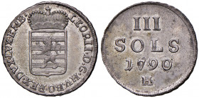 Leopold II. 1790 - 1792
III Sols, 1790 H. für Luxemburg
Günzburg
2,45g
Her. 95
vz