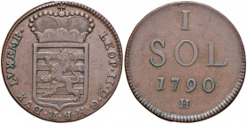 Leopold II. 1790 - 1792
1 Sol, 1790 H. für Luxemburg
13,91g
Her. 106
vz